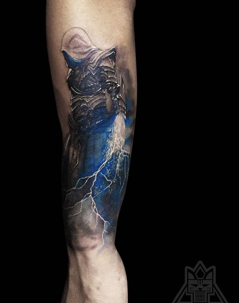 电人？纹身图片_成品手臂欧美肖像写实人物鬼神纹身图案