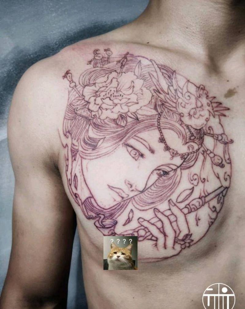 半胛般若艺妓（未完）纹身图片_手臂新传统老传统般若艺妓纹身图案