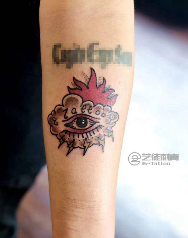 目不转睛纹身图片_手臂New School纹身图案