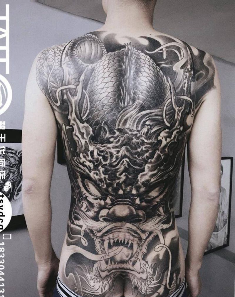 龙 未完待续纹身图片_成品背部传统习俗动物鬼神宗教原创纹身图案