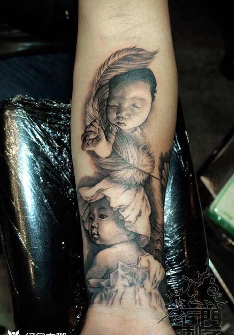 肖像纹身图片_成品手臂欧美写实人物原创纹身图案