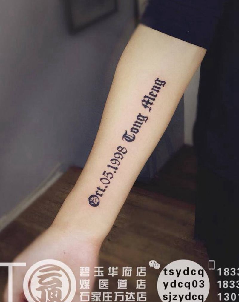 哥特字体纹身图片_成品手臂欧美清新字符原创图腾纹身图案