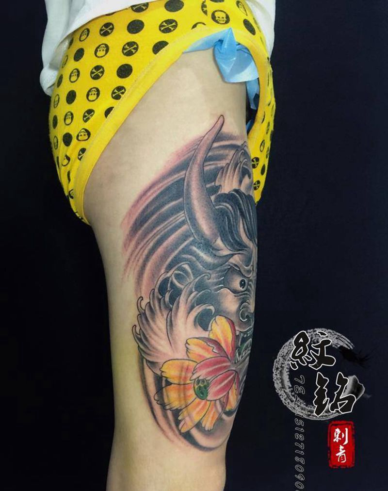 大腿般诺纹身图片