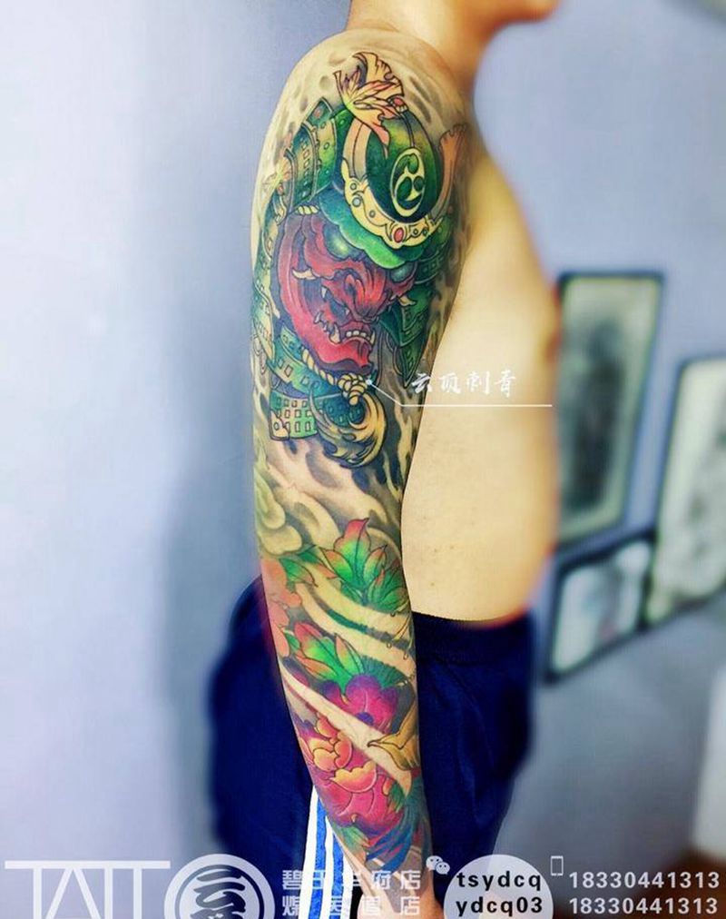 鬼武士 花臂纹身图片