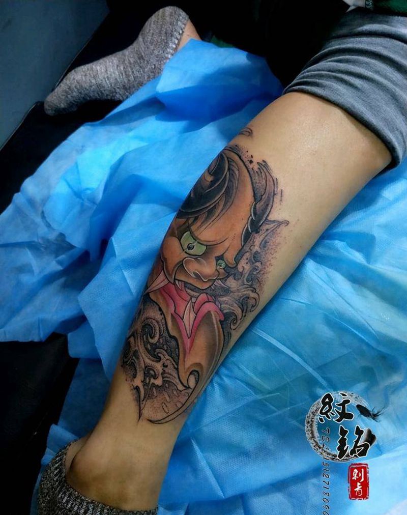 般诺纹身图片_腿部纹身图案