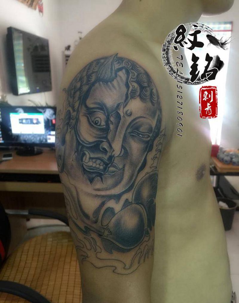 佛与魔纹身图片