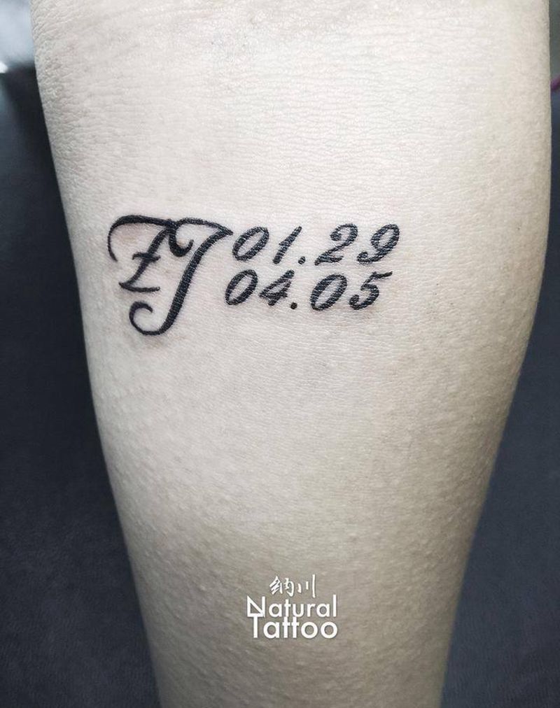 花体英文数字纹身图片_成品手臂背部欧美字符黑白纹身图案