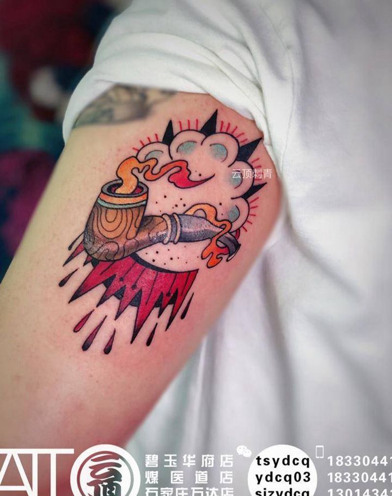 old school纹身图片_手臂Old School烟斗纹身图案