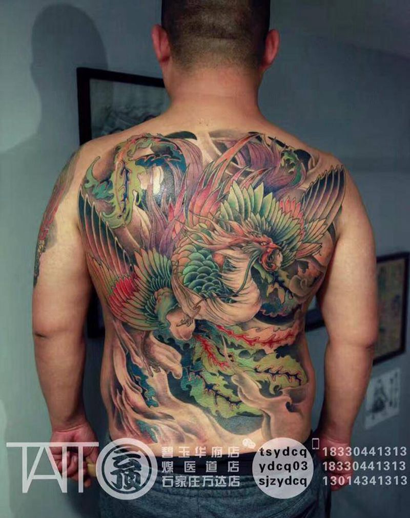 满背 凤凰纹身图片