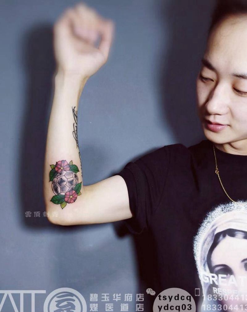 old school足球纹身图片_成品手臂欧美静物原创纹身图案