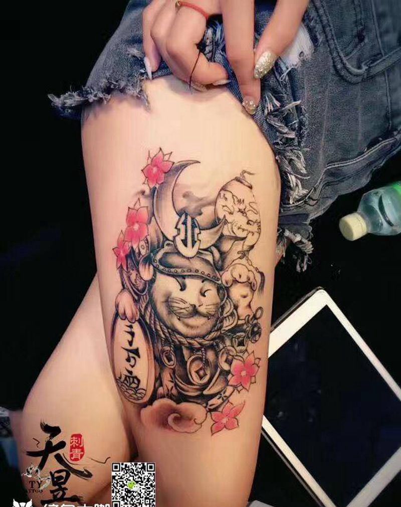 招财猫纹身图片