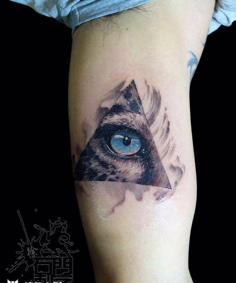 眼睛纹身图片_成品手臂欧美写实动物纹身图案
