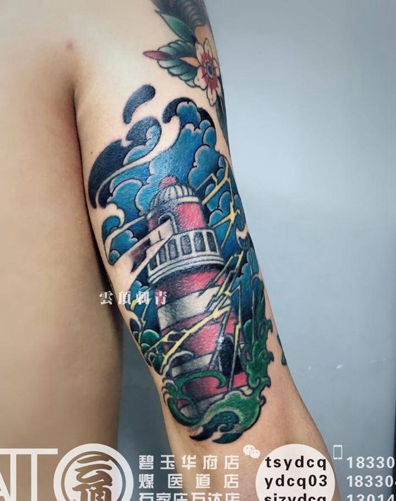 欧美花臂拼接纹身图片