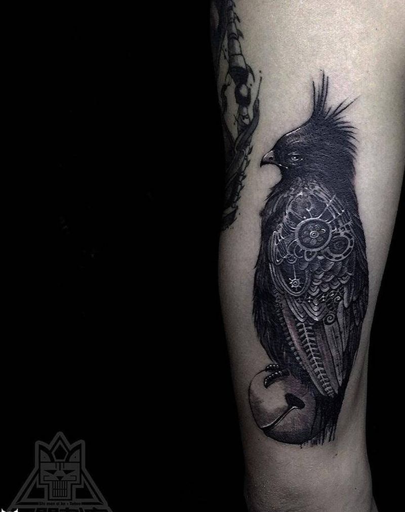 小鹰纹身图片_成品手臂欧美写实动物纹身图案