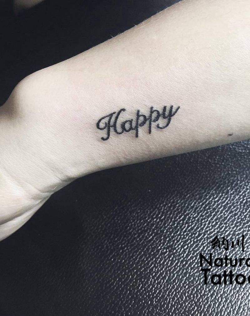 什么是对与错，开心最重要纹身图片_成品手臂字符纹身图案