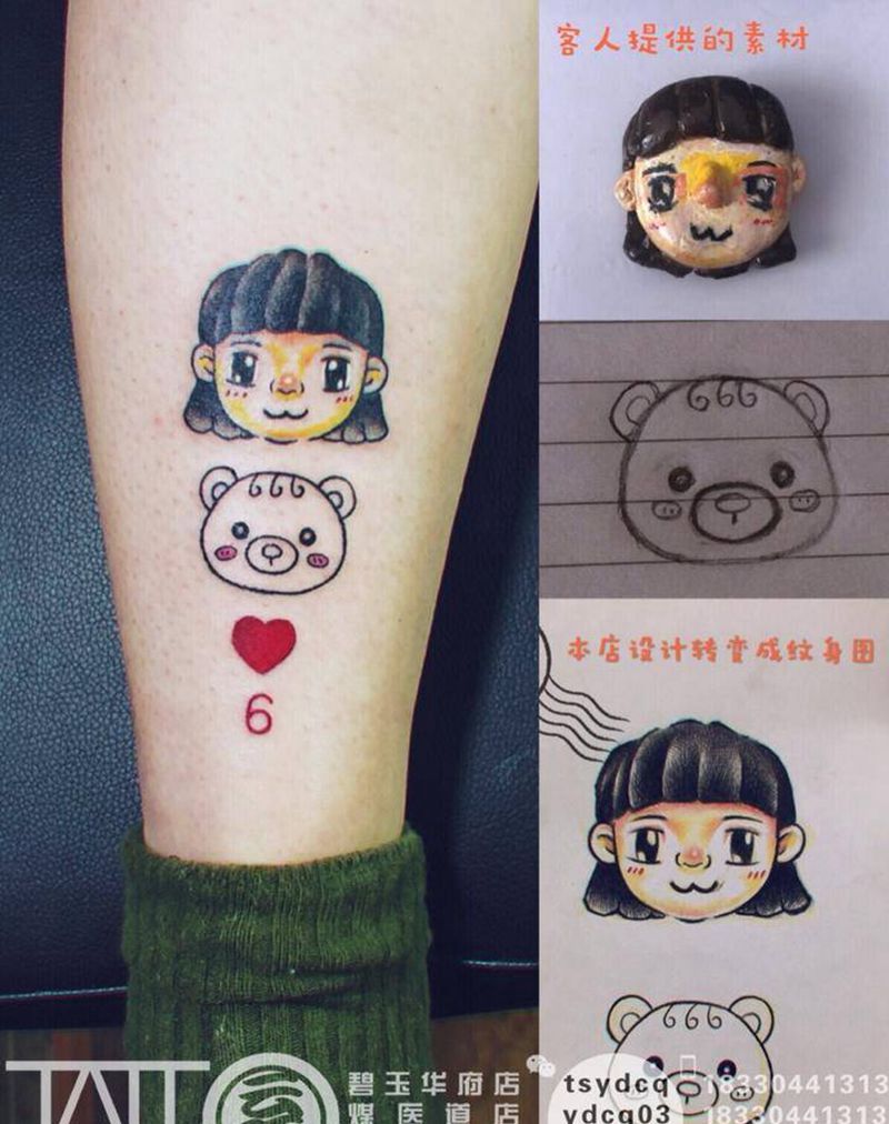 有意义的小纹身纹身图片_腿部New School纹身图案