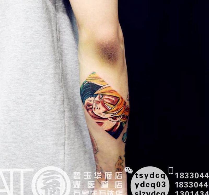 动漫迷的小花臂拼接纹身图片_成品手臂欧美原创人物动物纹身图案