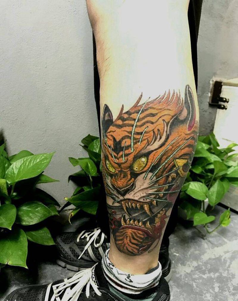 school风格老虎纹身图片