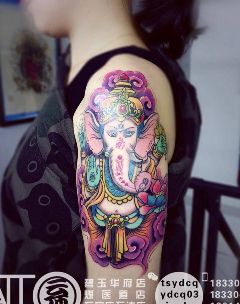 象神纹身图片_成品手臂传统习俗动物宗教原创纹身图案