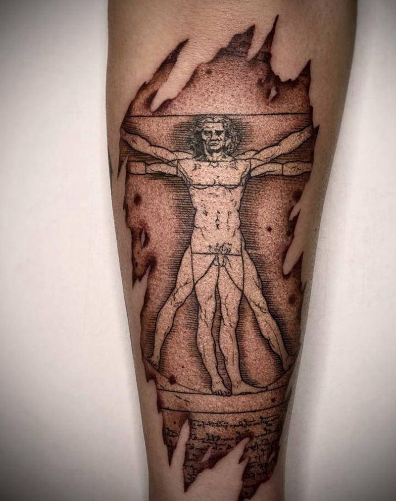 招募模特纹身图片_腿部欧美写实老传统纹身图案