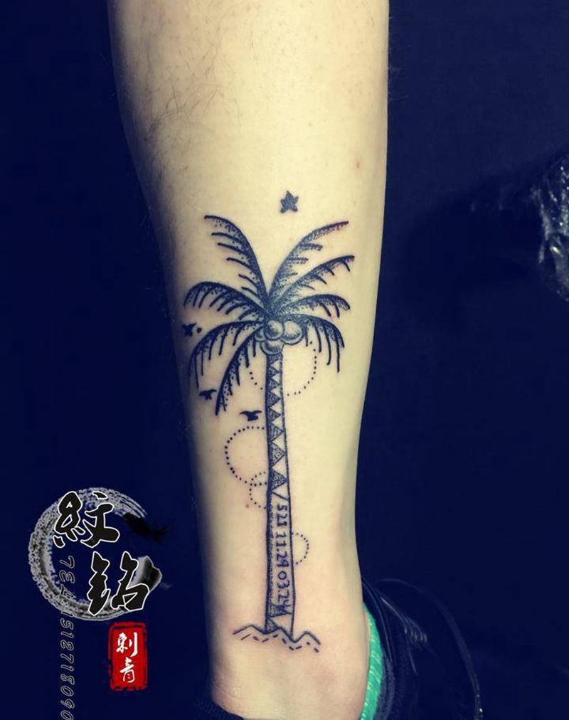 小清新，椰子树纹身图片