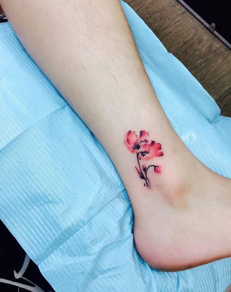 小清新纹身图片_清新植物腿部纹身图案