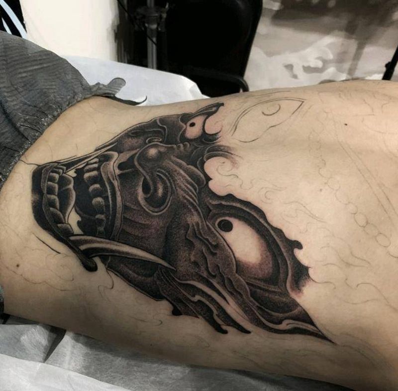 大黑天［第二次进度］纹身图片_背部纹身图案