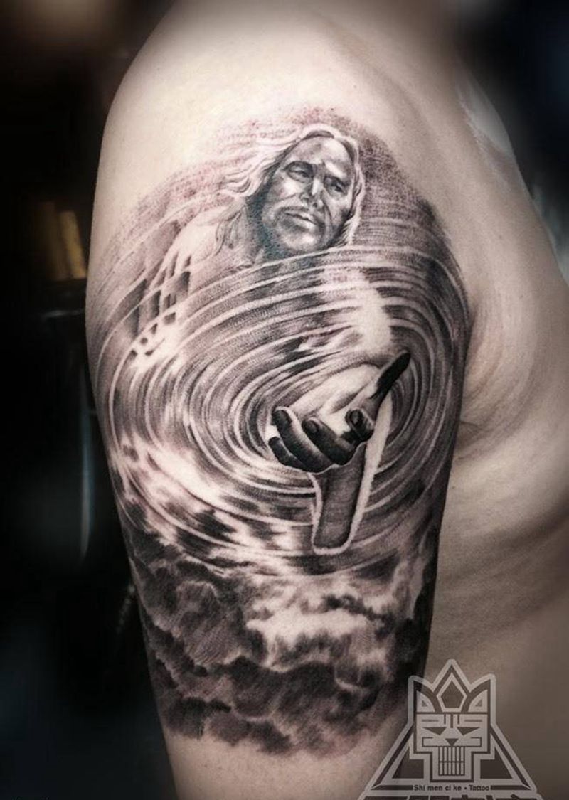 跟哥走吧纹身图片_成品手臂欧美写实肖像鬼神宗教原创人物纹身图案