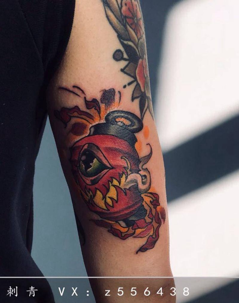 灯笼鬼纹身图片_手臂New School纹身图案