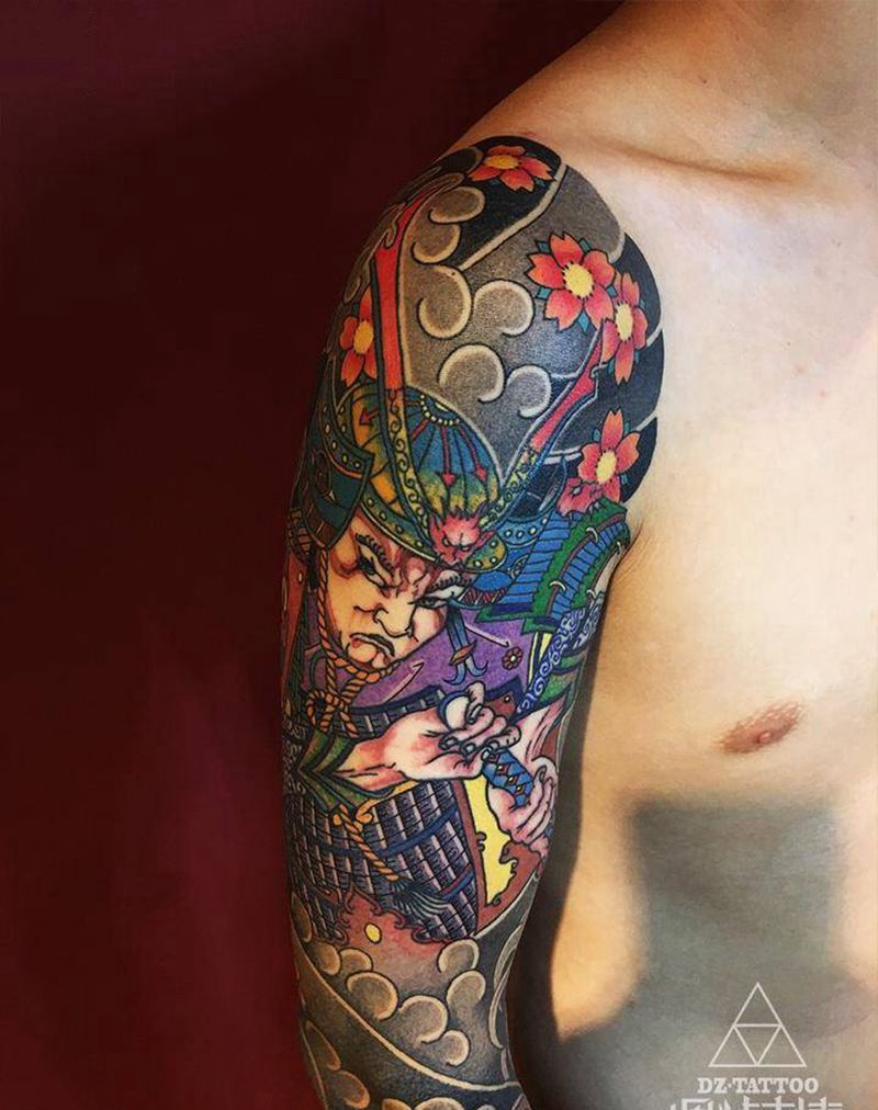 武士花臂纹身图片