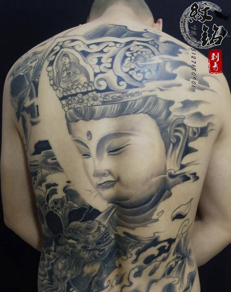 文珠菩萨纹身图片