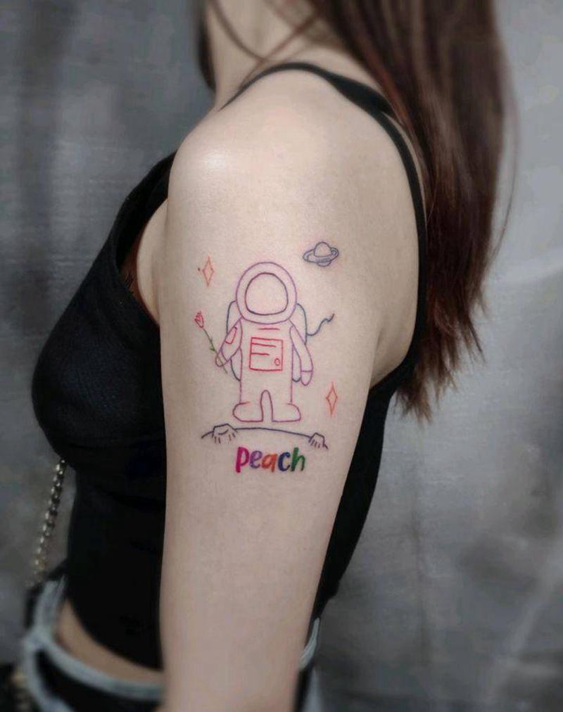 星际水手纹身图片_手臂宇航员纹身图案