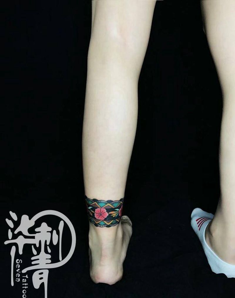 School脚环纹身图片_成品脚部欧美静物图腾纹身图案