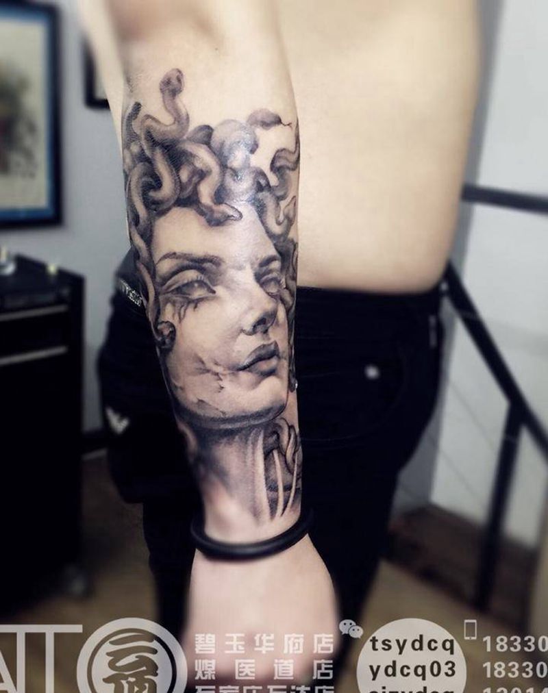 欧美写实花臂纹身图片_成品欧美写实原创人物手臂纹身图案