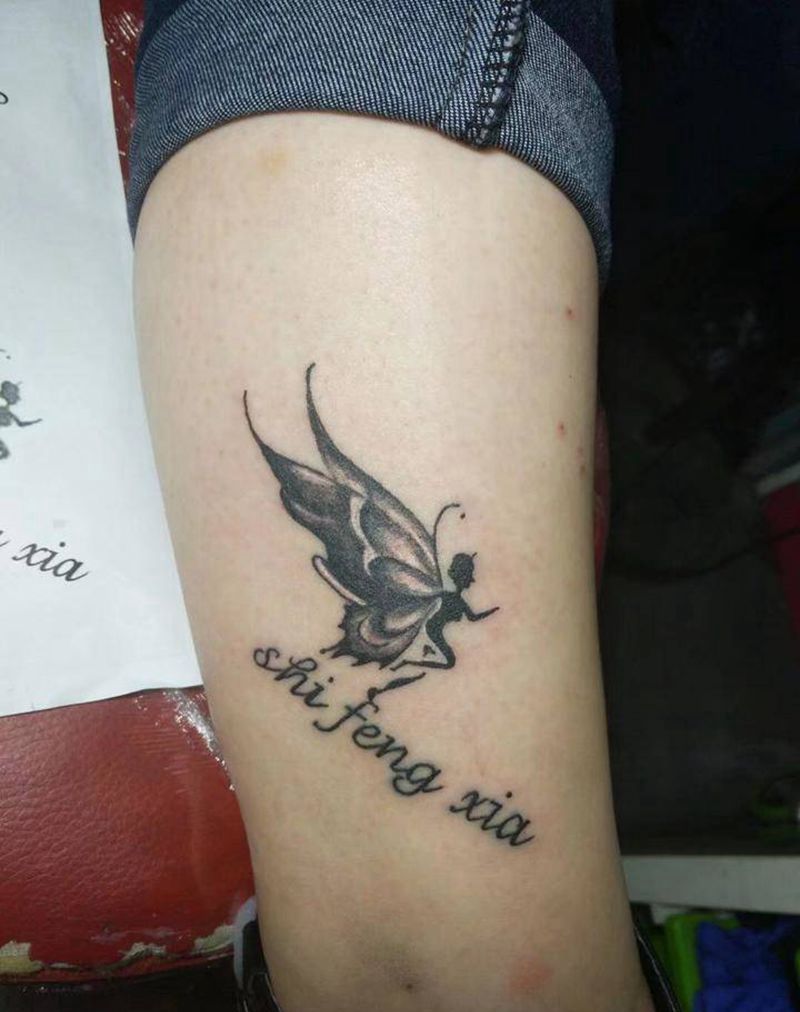 精灵纹身图片_腿部New School精灵纹身图案