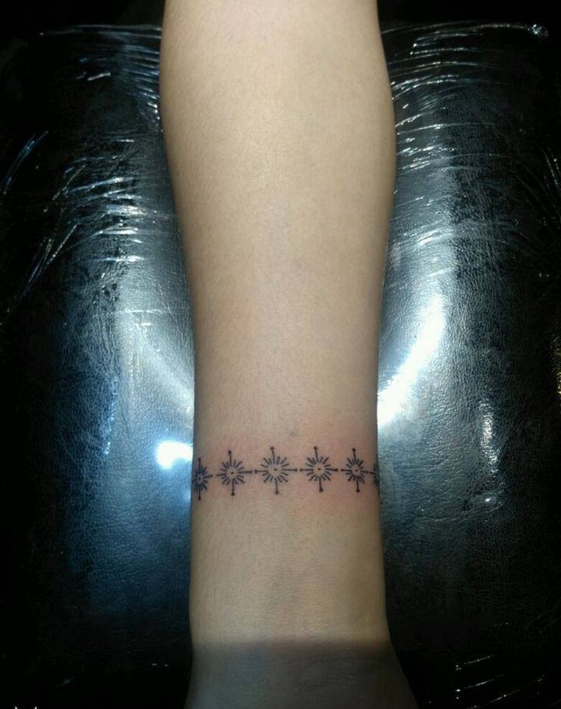 手环纹身图片_手部清新成品纹身图案