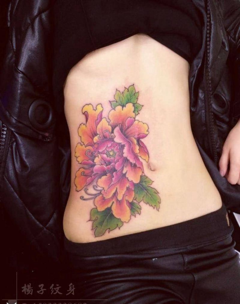 遮盖作品纹身图片_腹部纹身图案