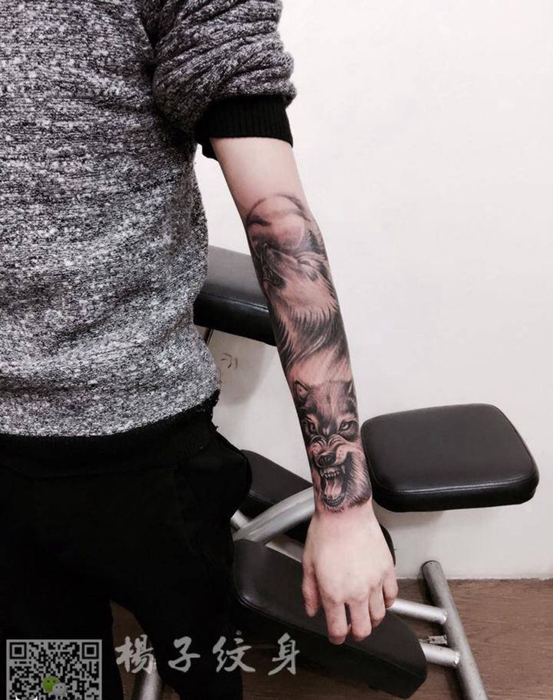 杨子纹身狼包小臂纹身图片
