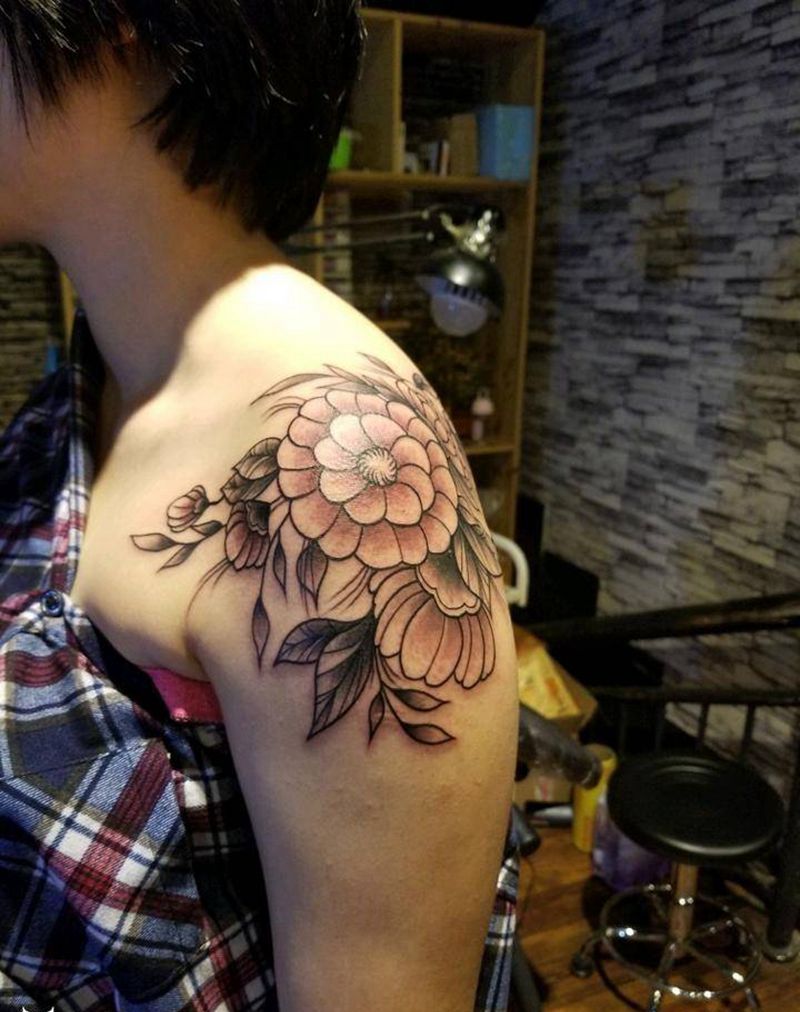 肩花纹身图片