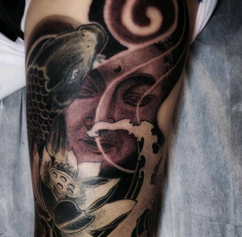 佛纹身图片_腿部新传统佛纹身图案