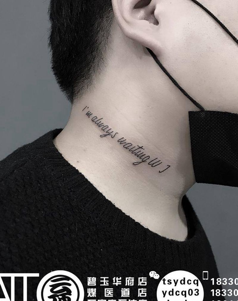 英文手写字体纹身图片_成品颈部欧美字符原创纹身图案