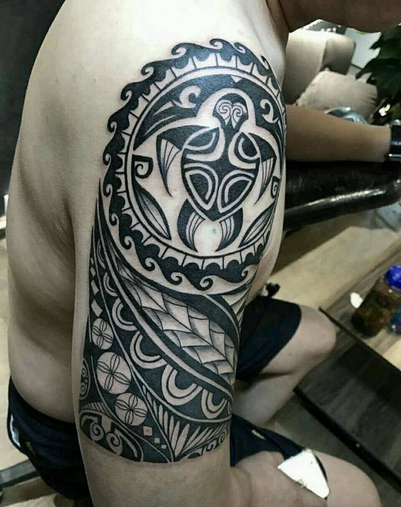 玛雅图腾纹身图片_肩部手臂纹身图案