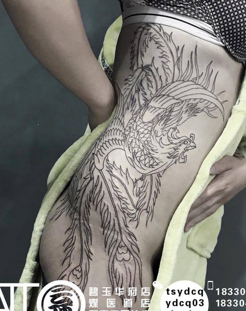 凤凰 未完待续纹身图片_成品腰部传统原创宗教动物鬼神纹身图案