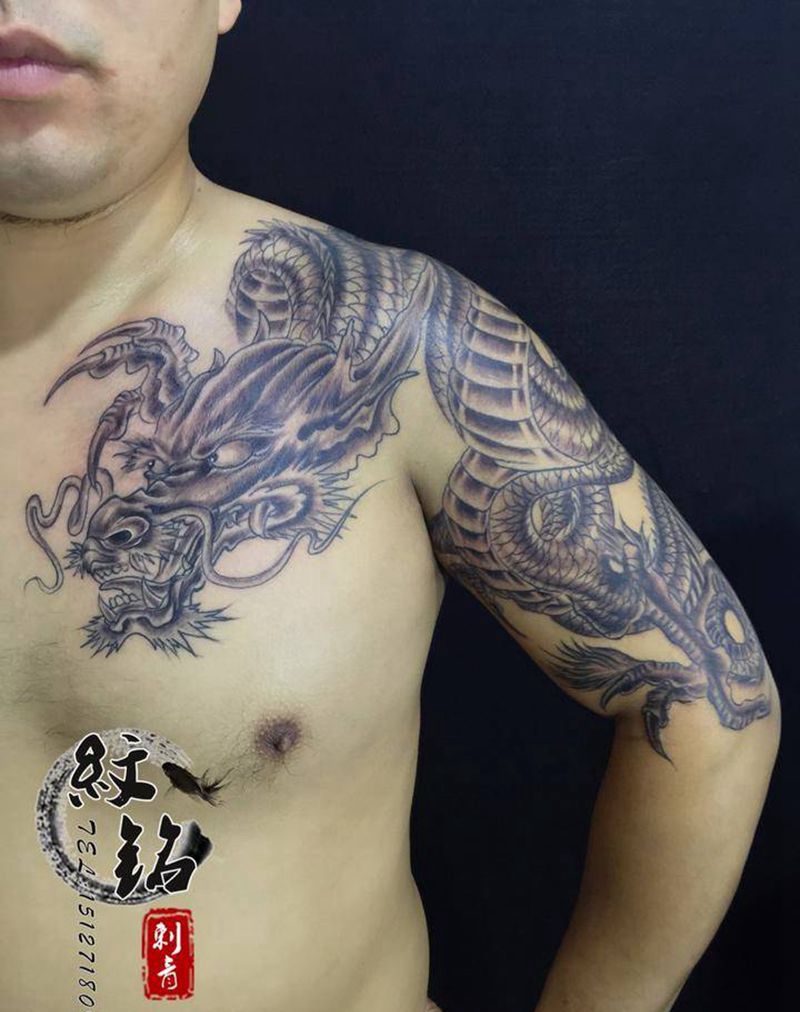 过肩龙纹身图片