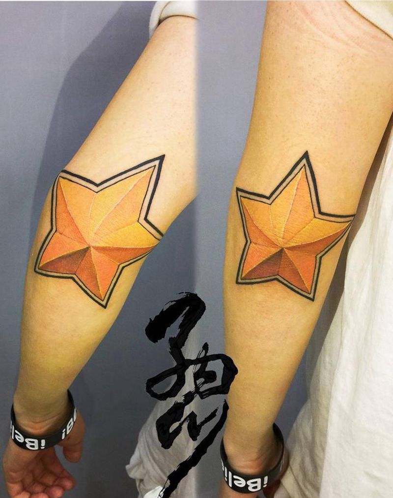 ⭐️五角星纹身图片_成品手臂欧美写实静物原创几何重彩纹身图案