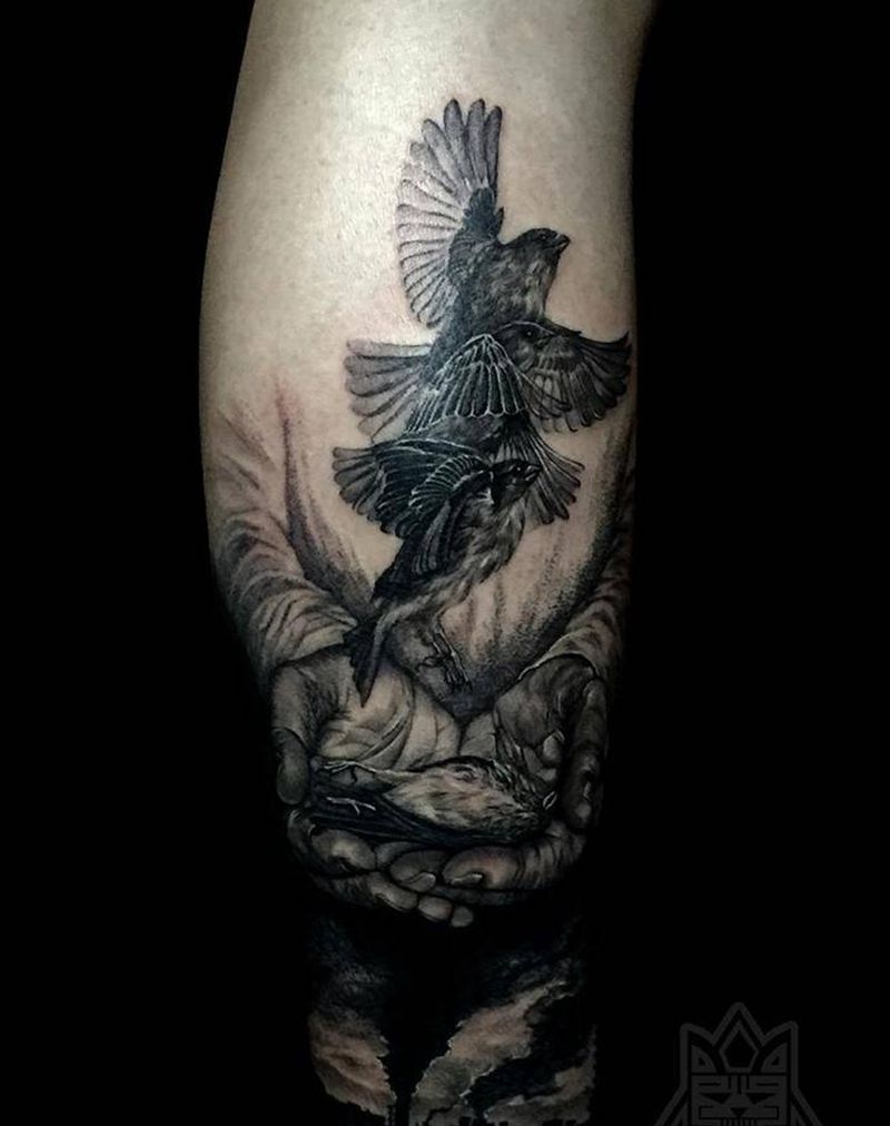 污染纹身图片_成品腿部欧美写实动物人物原创纹身图案