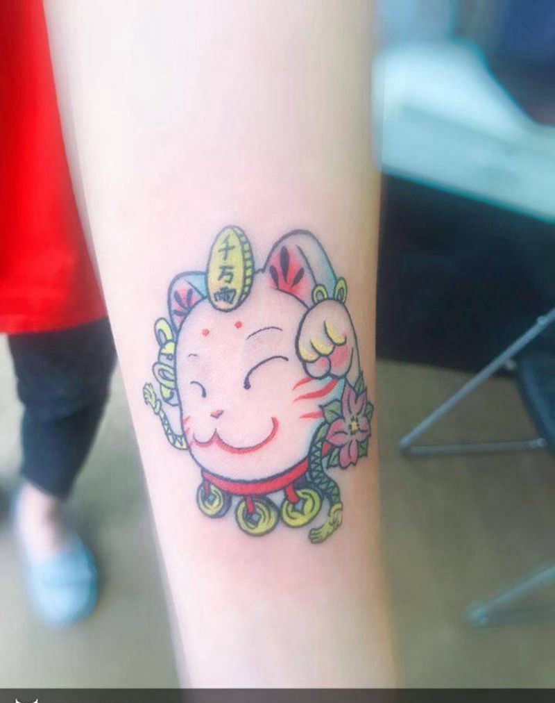 招财猫纹身图片