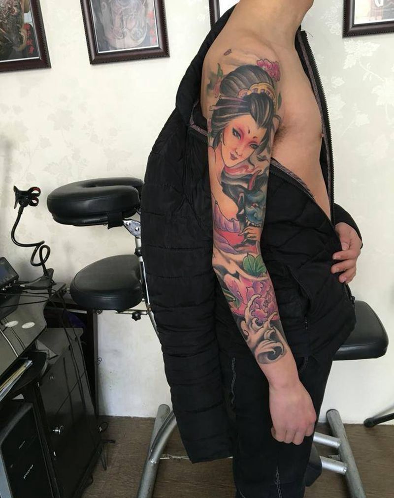 杨子纹身艺妓花臂纹身图片