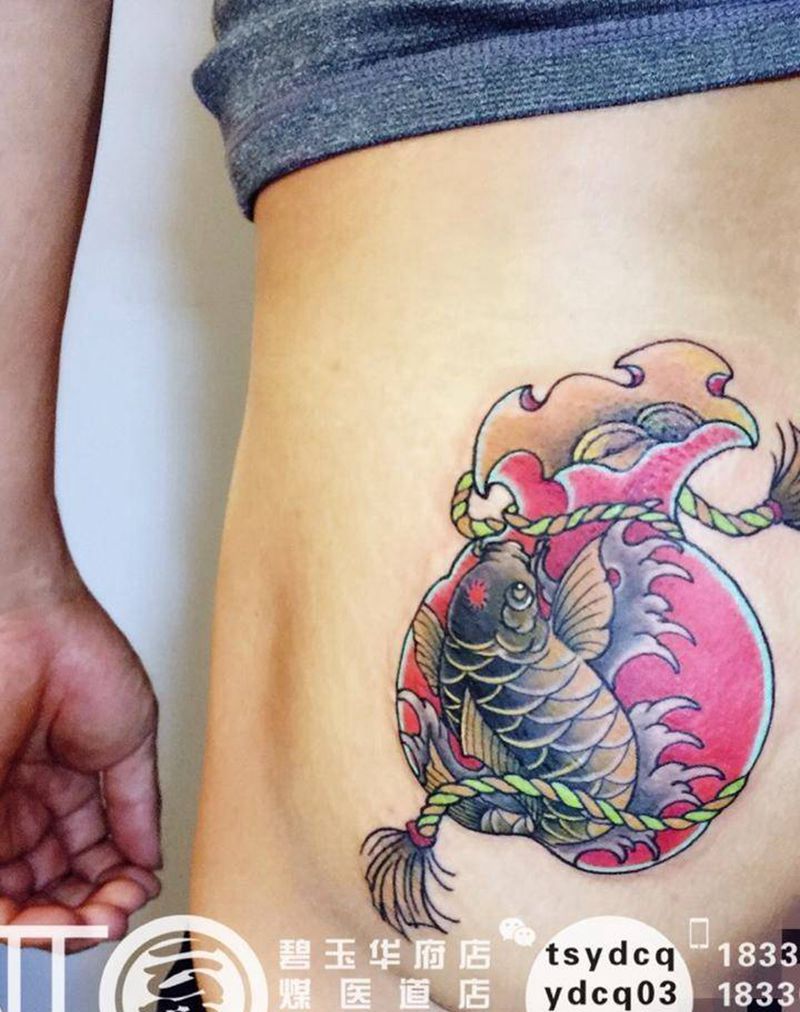 福袋纹身图片_成品臀部传统习俗原创动物鬼神宗教字符纹身图案