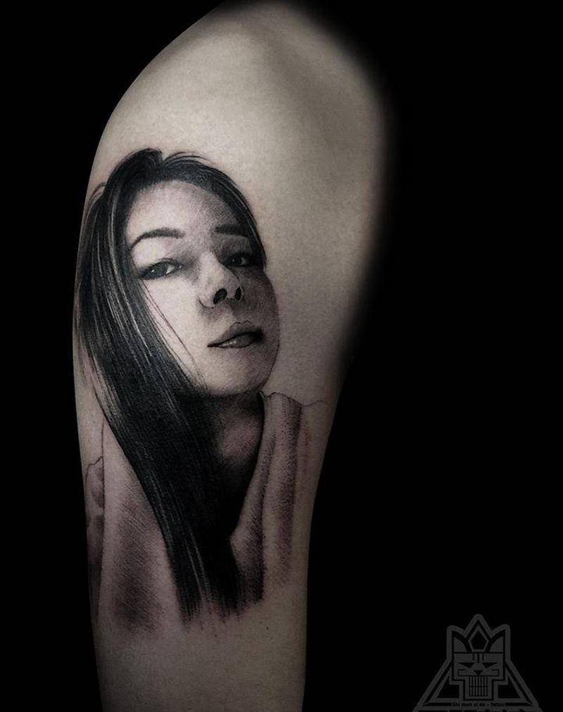 肖像纹身图片_成品手臂欧美写实肖像人物纹身图案